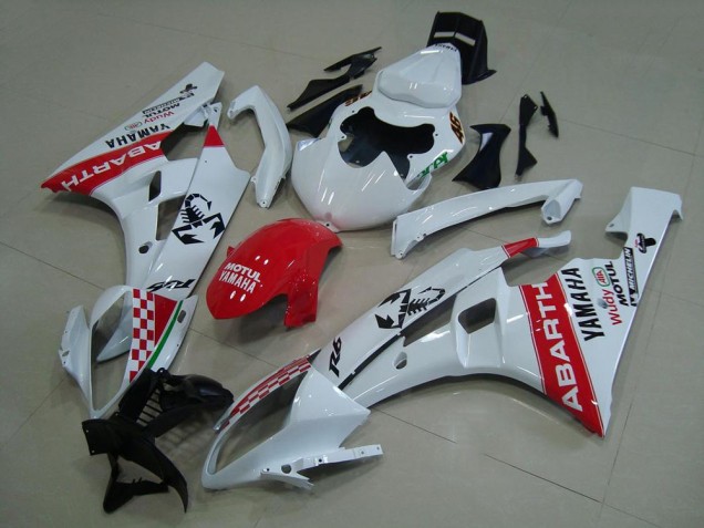 Branco Vermelho Abarth Carenagem Yamaha R6 2006-2007 Branco Vermelho Abarth Carenagem Yamaha R6 2006-2007