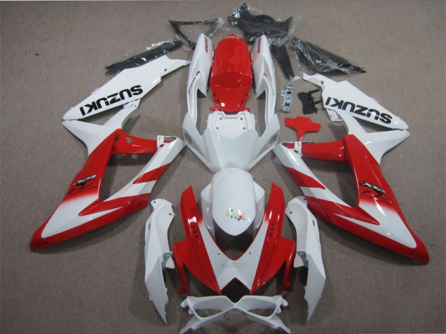 Branco Vermelho Carenagem Suzuki GSXR 600 K8 2008-2010 Branco Vermelho Carenagem Suzuki GSXR 600 K8 2008-2010