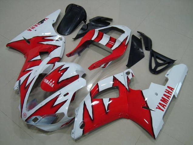 Branco Vermelho Chama Carenagem Yamaha R1 2000-2001 Branco Vermelho Chama Carenagem Yamaha R1 2000-2001