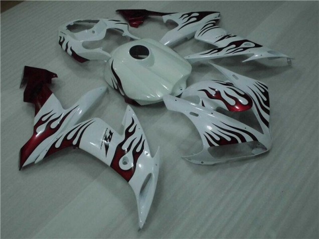 Branco Vermelho Chama Carenagem Yamaha R1 2004-2006 Branco Vermelho Chama Carenagem Yamaha R1 2004-2006