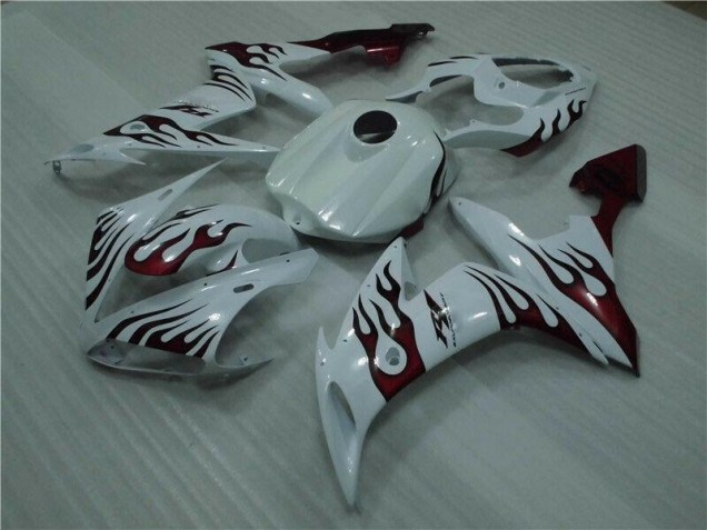 Branco Vermelho Chama Carenagem Yamaha R1 2004-2006 Branco Vermelho Chama Carenagem Yamaha R1 2004-2006