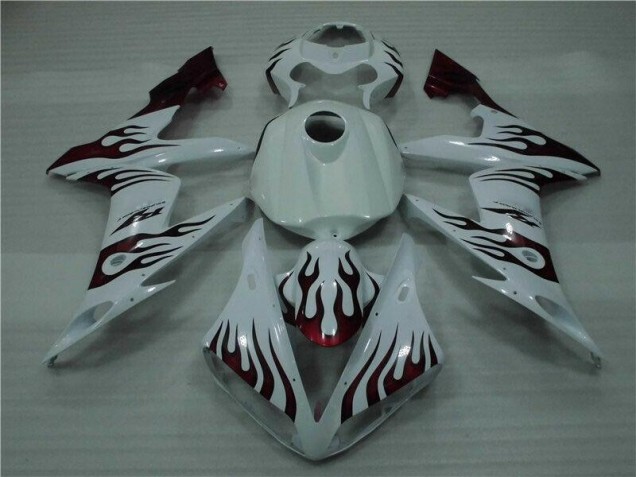 Branco Vermelho Chama Carenagem Yamaha R1 2004-2006 Branco Vermelho Chama Carenagem Yamaha R1 2004-2006