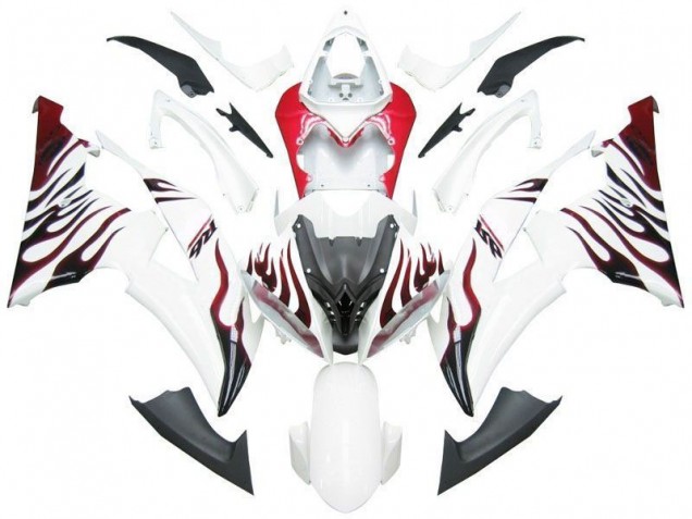 Branco Vermelho Chama R6 Carenagem Yamaha R6 2008-2016 Branco Vermelho Chama R6 Carenagem Yamaha R6 2008-2016