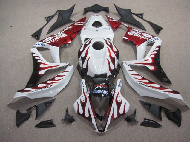Branco Vermelho Chama Tubarão Carenagem Honda CBR 600RR 2007-2008 Branco Vermelho Chama Tubarão Carenagem Honda CBR 600RR 2007-2008