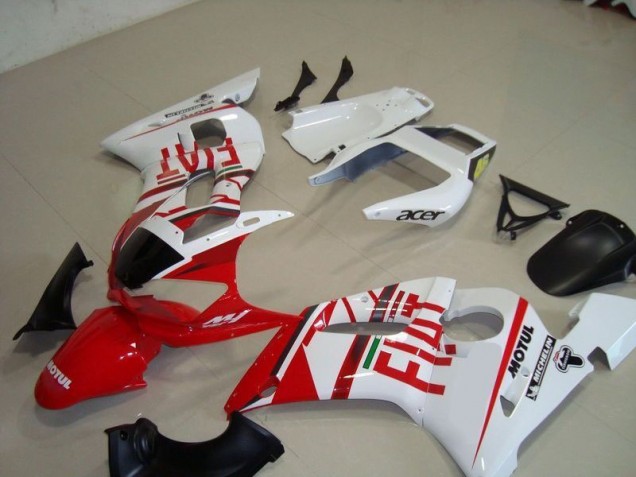 Branco Vermelho Fiat Motul Acer Carenagem Yamaha R6 1998-2002 Branco Vermelho Fiat Motul Acer Carenagem Yamaha R6 1998-2002
