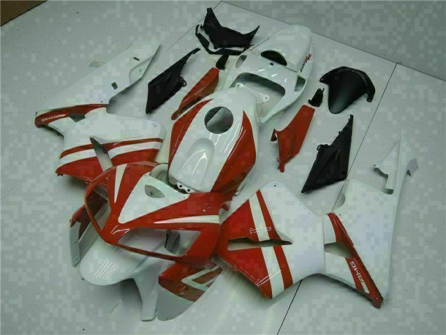Branco Vermelho Kit Carenagem Honda CBR 600RR 2005-2006 Branco Vermelho Kit Carenagem Honda CBR 600RR 2005-2006