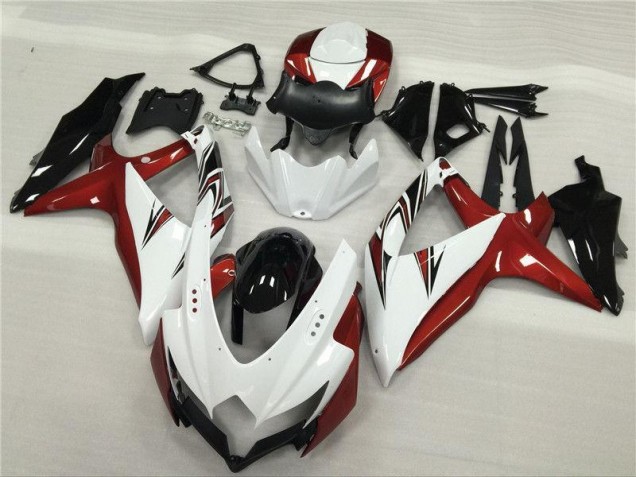 Branco Vermelho Preto Carenagem Suzuki GSXR 600 / 750 K8 2008-2010 Branco Vermelho Preto Carenagem Suzuki GSXR 600 / 750 K8 2008-2010