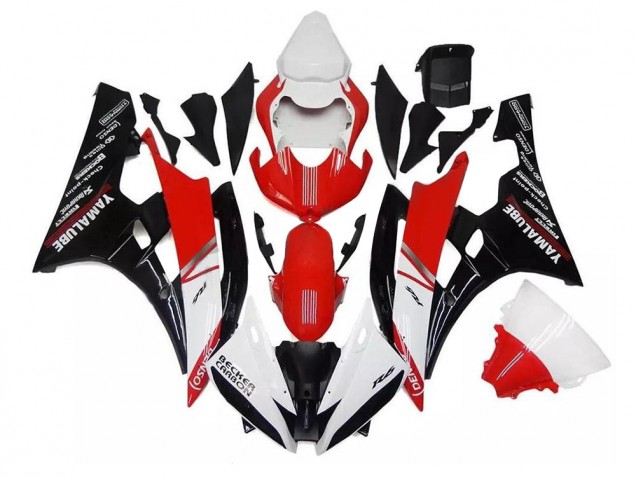 Branco Vermelho Preto Plásticos Yamaha R6 2006-2007 Branco Vermelho Preto Plásticos Yamaha R6 2006-2007