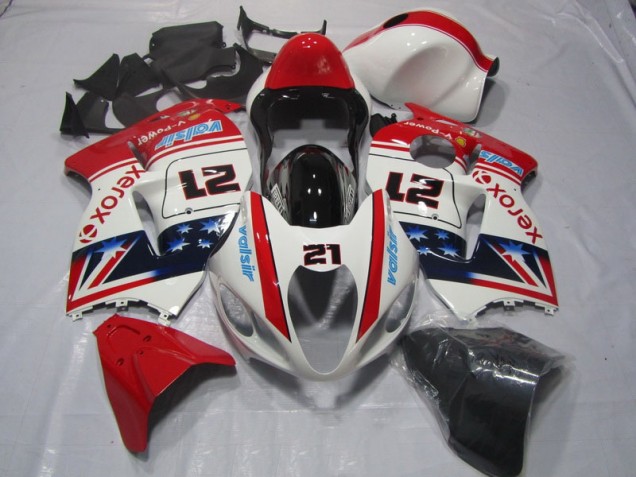 Branco Vermelho Xerox 21 Carenagem Suzuki GSXR 1300 Hayabusa 1996-2007 Branco Vermelho Xerox 21 Carenagem Suzuki GSXR 1300 Hayabusa 1996-2007