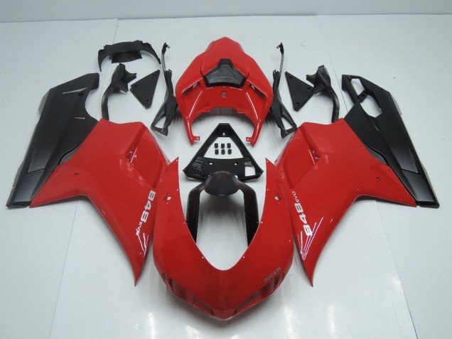 Estilo OEM Vermelho & Preto Fosco Side Carenagem Ducati 848 1098 1198 2007-2014