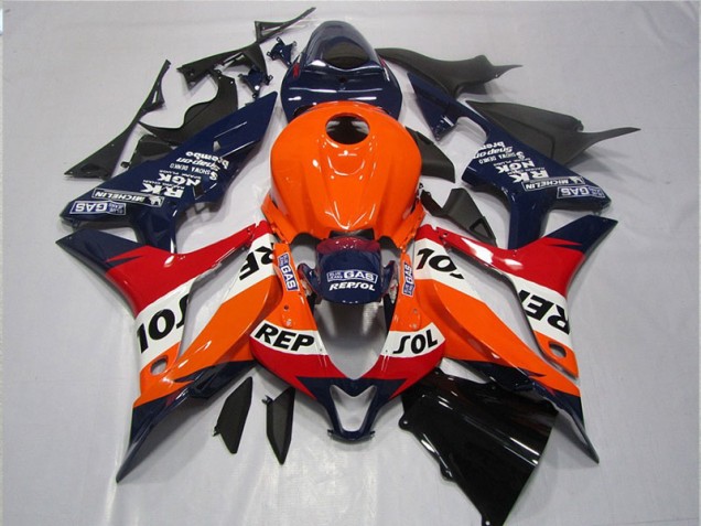 Laranja Azul Preto Repsol Carenagem Honda CBR 600RR 2007-2008