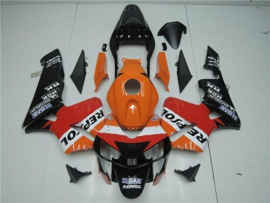 Laranja Vermelho Preto Repsol Carenagem Honda CBR 600RR 2003-2004