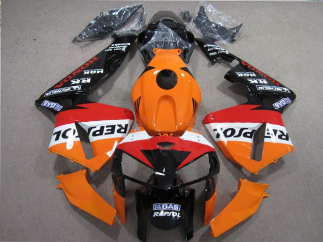 Laranja Vermelho Preto Repsol Carenagem Honda CBR 600RR 2005-2006