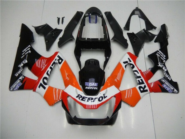 Laranja Vermelho Preto Repsol Carenagem Honda CBR 900RR 929RR 2000-2001