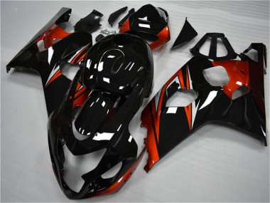 Carenagens Moto Suzuki GSXR 600/750 2004-2005 - Preto Brilhante Vermelho Listra
