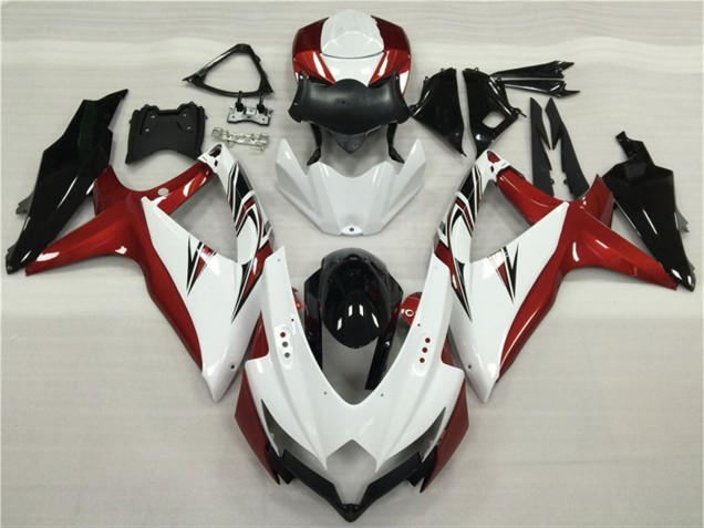 Carenagens Moto Suzuki GSXR 600/750 2008-2010 - Branco Vermelho Preto Brilhante