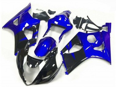 Carenagens Moto Suzuki GSXR 1000 2003-2004 - Azul Preto Brilhante Listra