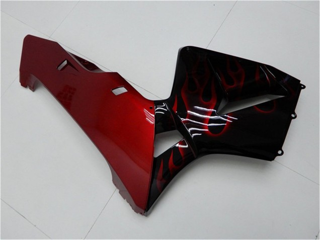 Kits Carenagem Moto Honda CBR600RR 2005-2006 - Preto Brilhante Vermelho Chama