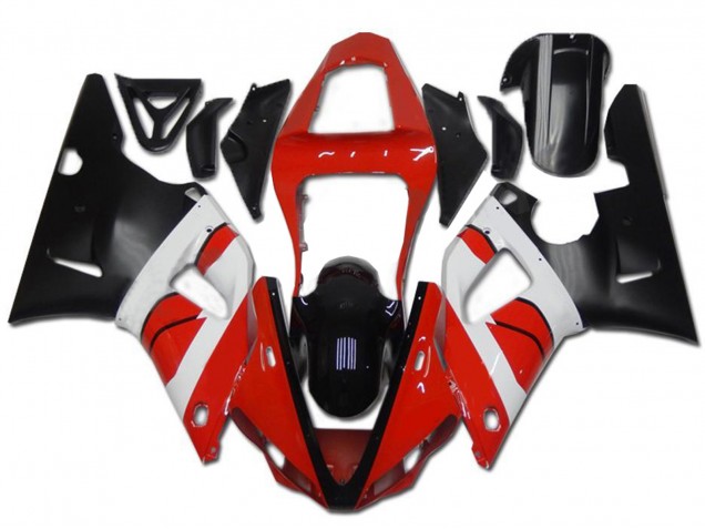 Carenagem Moto Yamaha YZF R1 2000-2001 - Vermelho Branco Preto Brilhante