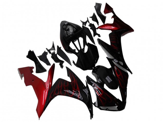 Carenagens Moto Yamaha YZF R1 2004-2006 - Preto Brilhante Vermelho Chama