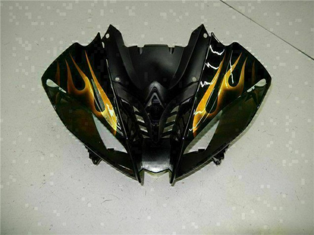 Carenagens Moto Yamaha YZF R6 2008-2016 - Preto Brilhante Ouro Chama