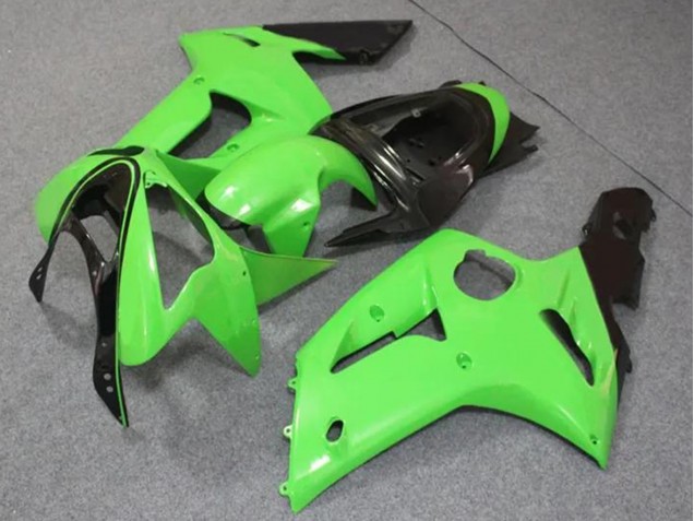 Carenagens Moto Kawasaki ZX6R 2003-2004 - Verde Claro Preto Brilhante