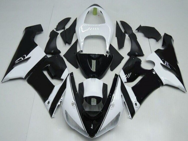 Carenagens Moto Kawasaki ZX6R 2005-2006 - Branco Preto Brilhante