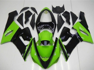 Carenagem Moto Kawasaki ZX6R 2005-2006 - Verde Preto Brilhante