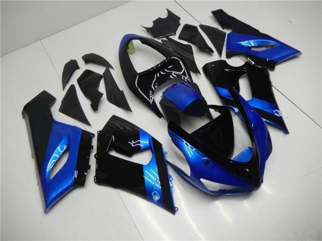 Kits Carenagem Moto Kawasaki ZX6R 2005-2006 - Azul Preto Brilhante