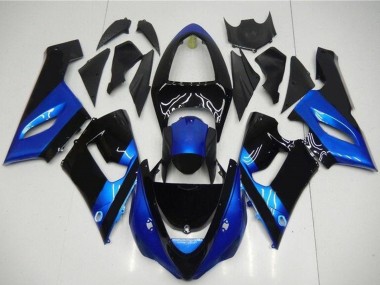 Kits Carenagem Moto Kawasaki ZX6R 2005-2006 - Azul Preto Brilhante