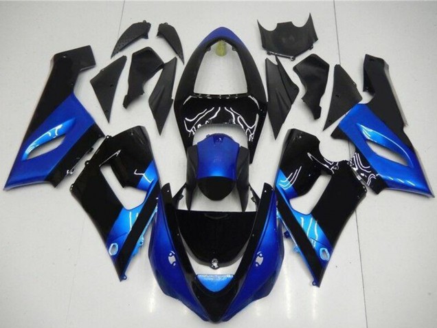 Kits Carenagem Moto Kawasaki ZX6R 2005-2006 - Azul Preto Brilhante