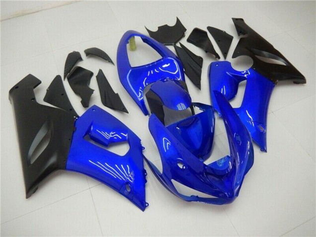 Carenagens Moto Kawasaki ZX6R 2005-2006 - Azul Preto Fosco