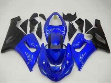 Carenagens Moto Kawasaki ZX6R 2005-2006 - Azul Preto Fosco