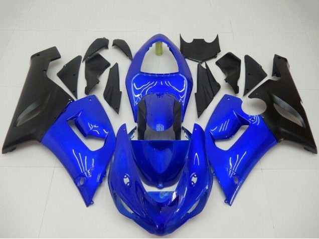 Carenagens Moto Kawasaki ZX6R 2005-2006 - Azul Preto Fosco