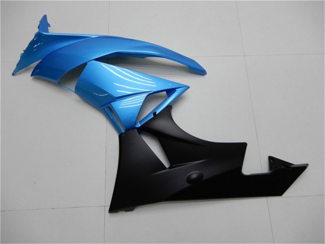 Carenagens Moto Kawasaki ZX6R 2009-2012 - Azul Claro Preto Brilhante