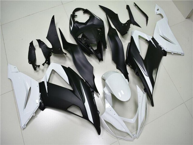 Carenagens ABS Kawasaki ZX6R 2013-2018 - Branco Preto Fosco