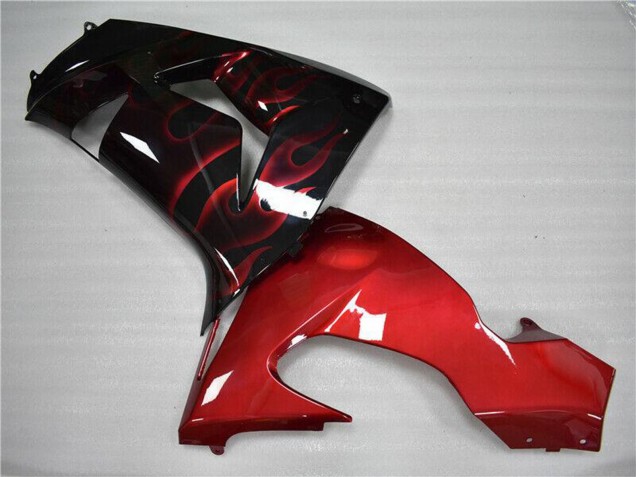 Carenagem Moto Kawasaki ZX10R 2006-2007 - Preto Brilhante Vermelho Chama
