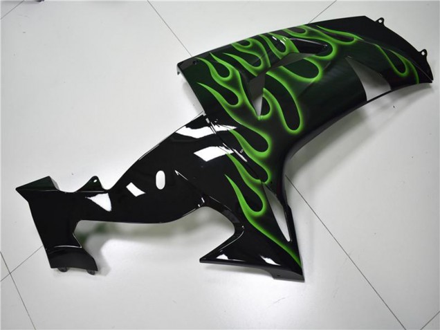Carenagens Moto Kawasaki ZX10R 2006-2007 - Preto Brilhante Verde Chama