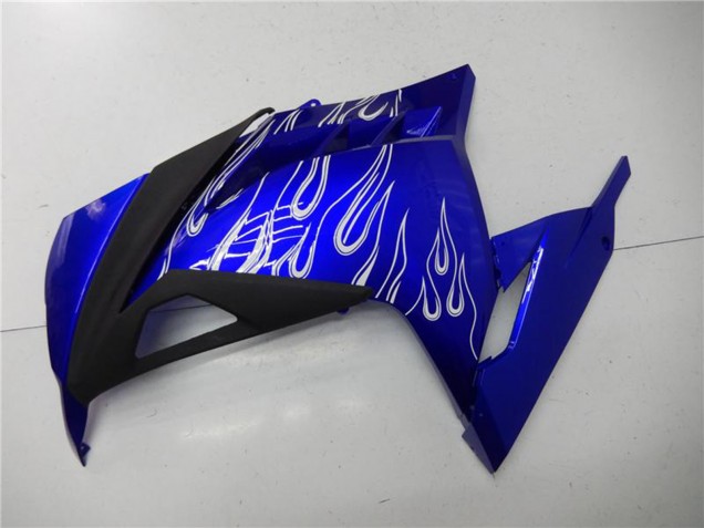 Carenagens Moto Kawasaki Ninja 300 EX300R 2013-2024 - Azul Preto Branco Chama