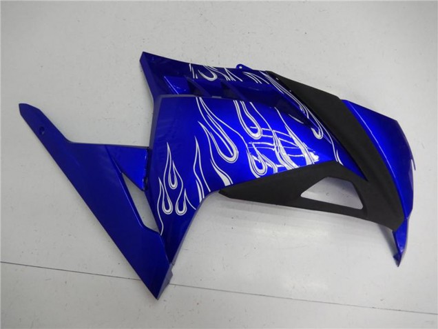 Carenagens Moto Kawasaki Ninja 300 EX300R 2013-2024 - Azul Preto Branco Chama