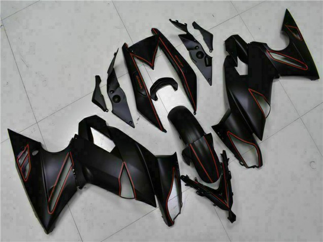 Carenagens Moto Kawasaki EX650 2009-2011 - Preto Fosco Vermelho Listra