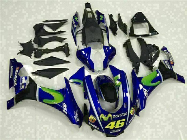 Carenagens Moto Yamaha YZF R1 2015-2019 - Azul Prata Preto Verde MoviStar