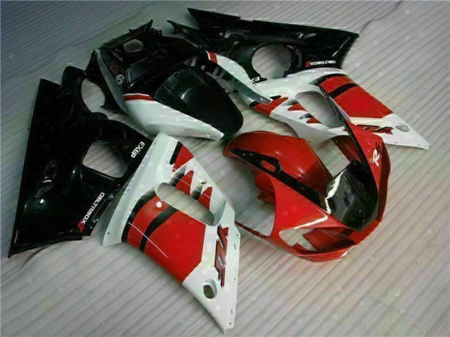 Carenagem Moto Yamaha YZF R6 1998-2002 - Branco Vermelho Preto Brilhante
