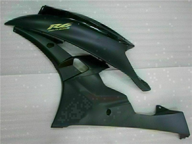 Carenagens Moto Yamaha YZF R6 2006-2007 - Preto Brilhante Preto Fosco Ouro Decalques