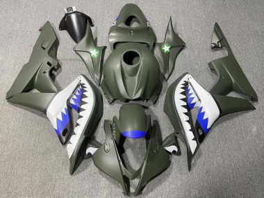 Carenagens Moto Honda CBR600RR 2007-2008 - Verde Exército Branco Azul Tubarão
