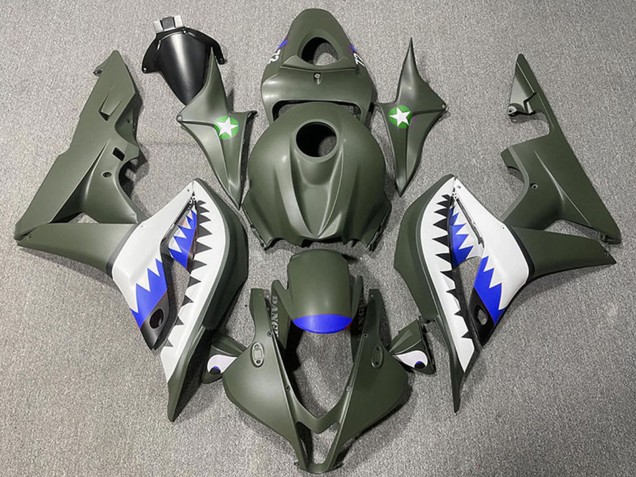 Carenagens Moto Honda CBR600RR 2007-2008 - Verde Exército Branco Azul Tubarão