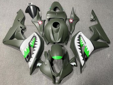 Carenagens Moto Honda CBR600RR 2007-2008 - Verde Exército Branco Verde Tubarão