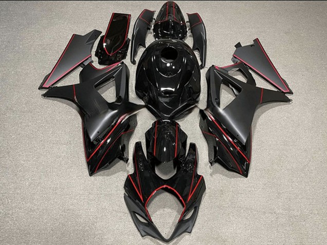 Carenagens Moto Suzuki GSXR 1000 2007-2008 - Preto Brilhante Preto Fosco Vermelho Trim