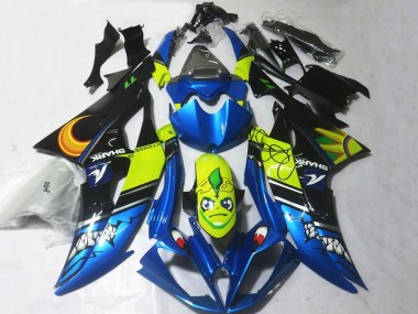 Carenagens Moto Yamaha YZF R6 2008-2016 - Azul Amarelo Preto Tubarão