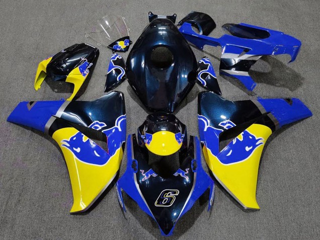 Carenagem Moto Honda CBR1000RR 2008-2011 - Azul Escuro Amarelo Red Bull